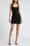 Open Edit Ruched Tank Dress In Black
