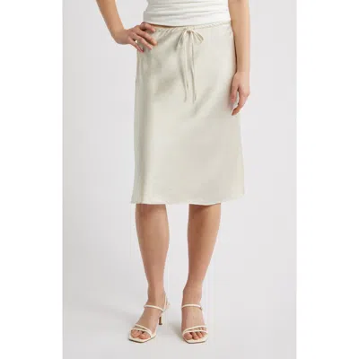 Open Edit Drawstring Satin Skirt In White