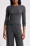 Open Edit Dreamy Rib Sleep Top In Grey Dark Heather