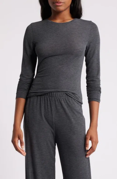 Open Edit Dreamy Rib Sleep Top In Grey Dark Heather