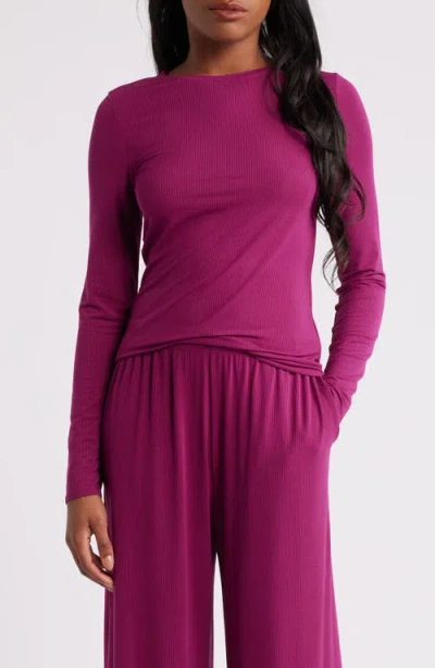 Open Edit Dreamy Rib Sleep Top In Purple Magenta