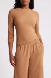 Open Edit Dreamy Rib Sleep Top In Tan Thrush Heather