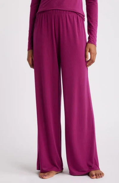 Open Edit Dreamy Rib Wide Leg Pajama Pants In Purple Magenta