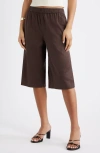 Open Edit Elastic Waist Culottes In Brown
