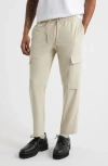 Open Edit Elastic Waist Straight Leg Cargo Pants In Beige Birch