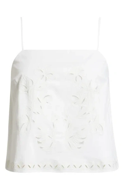 Open Edit Embroidered Poplin Cami In White
