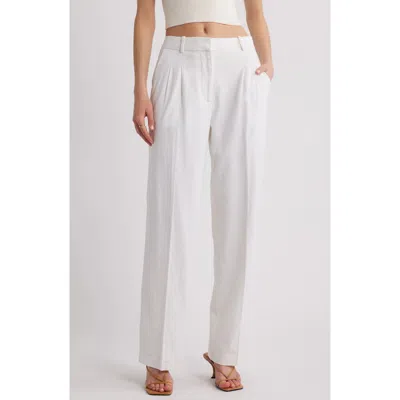 Open Edit Everday Pleated Straight Leg Pants In White