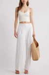 Open Edit Everyday Linen Blend Pants In White