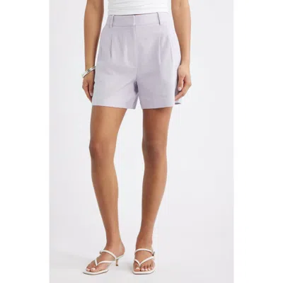 Open Edit Everyday Pleated Linen Blend Shorts In Purple Evening