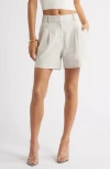Open Edit Everyday Pleated Linen Blend Shorts In White