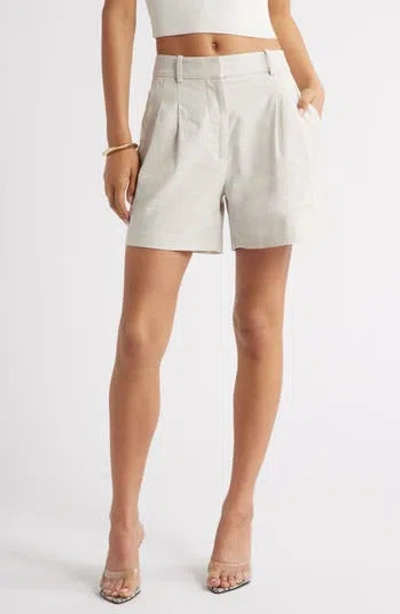 OPEN EDIT OPEN EDIT EVERYDAY PLEATED LINEN BLEND SHORTS
