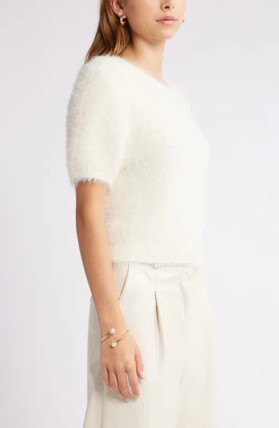 Open Edit Eyelash Sweater In Ivory Dove