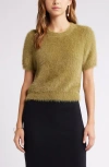 Open Edit Eyelash Sweater In Olive Brine
