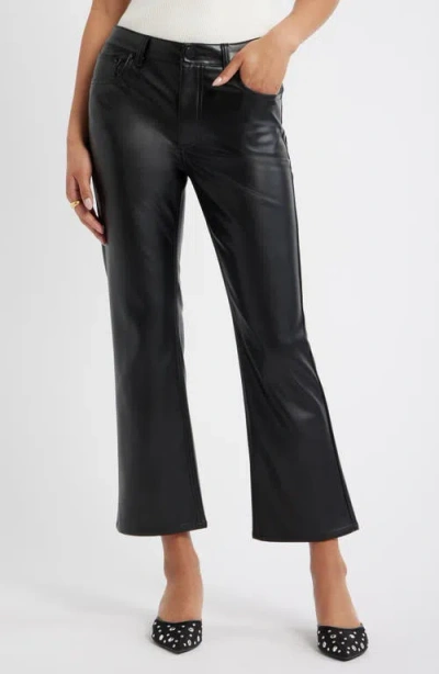 Open Edit Faux Leather Kick Flare Pants In Black