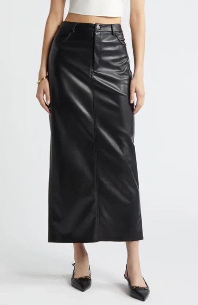 Open Edit Faux Leather Maxi Skirt In Black