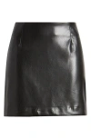 Open Edit Faux Leather Miniskirt In Black