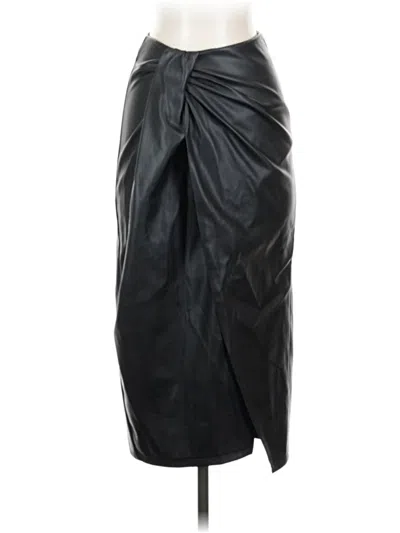 Pre-owned Open Edit Faux Leather Skirt In Black