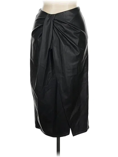 Pre-owned Open Edit Faux Leather Skirt In Black