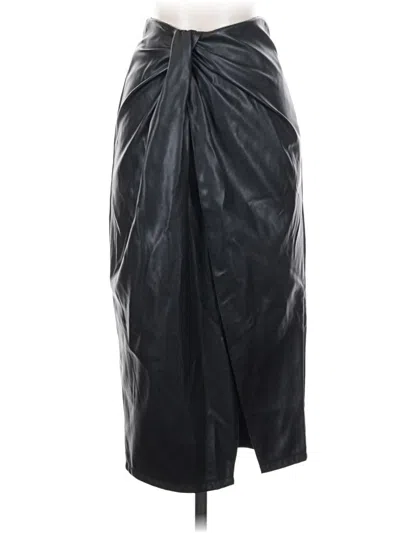 Pre-owned Open Edit Faux Leather Skirt In Black