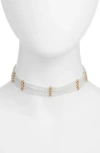 Open Edit Faux Pearl Choker Necklace In White