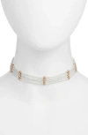 Open Edit Faux Pearl Choker Necklace In White