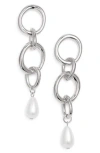Open Edit Faux Pearl Drop Earrings