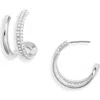 Open Edit Faux Pearl Hoop Earrings In Silver