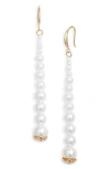 Open Edit Faux Pearl Linear Drop Earrings