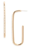 Open Edit Faux Pearl Rectangle Hoop Earrings In Gold