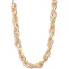Open Edit Faux Pearl Wrapped Chain Necklace