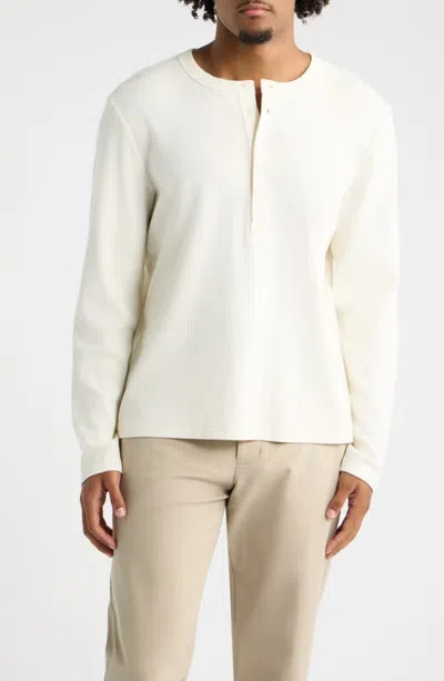 Open Edit Fitted Long Sleeve Stretch Cotton Rib Henley In Gray