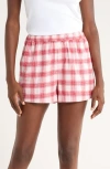 Open Edit Flannel Boxer Pajama Shorts In Pink