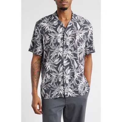 Open Edit Floral Camp Shirt In Grey Fresh Botanical
