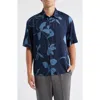 Open Edit Floral Short Sleeve Cotton Button-up Shirt In Multi