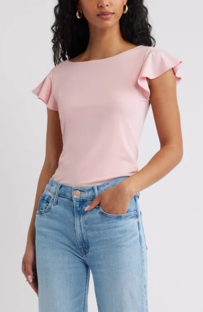 Open Edit Flutter Sleeve Top In Pink