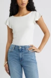 Open Edit Flutter Sleeve Top In White