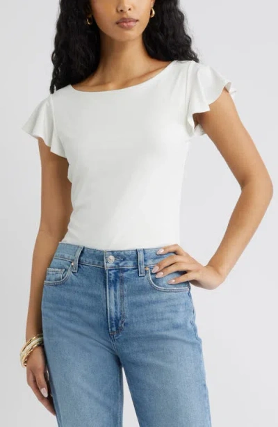Open Edit Flutter Sleeve Top In White