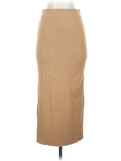 Pre-owned Open Edit Formal Skirt In Tan