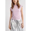 Open Edit Funnel Neck Cap Sleeve Top In Purple Dawn