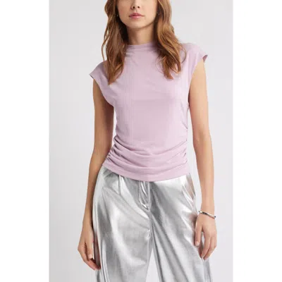 Open Edit Funnel Neck Cap Sleeve Top In Purple Dawn
