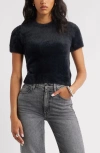 Open Edit Fuzzy Short Sleeve Sweater