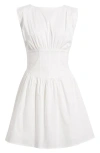 Open Edit Gathered Stretch Cotton Poplin Minidress