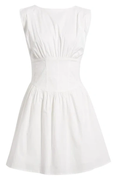 Open Edit Gathered Stretch Cotton Poplin Minidress