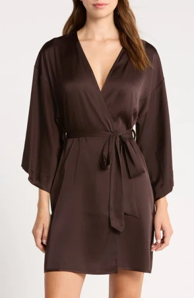 Open Edit Get Ready With Me Satin Robe In Brown