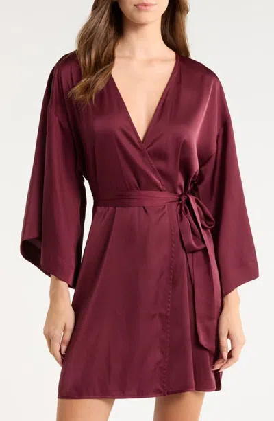 Open Edit Get Ready With Me Satin Robe In Burgundy