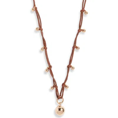 Open Edit Graduated Orb Necklace In Brown