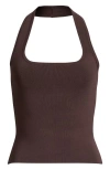 Open Edit Halter Top Sweater In Brown