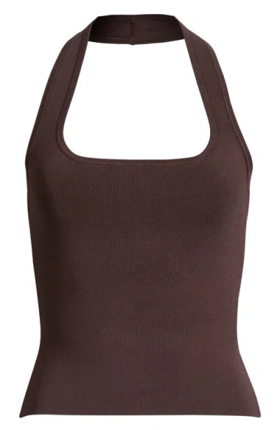 Open Edit Halter Top Sweater In Brown