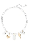 Open Edit Heart Lock Charm Necklace In Multi