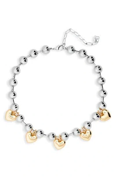 Open Edit Heart Orb Collar Necklace In Rhodium- Gold